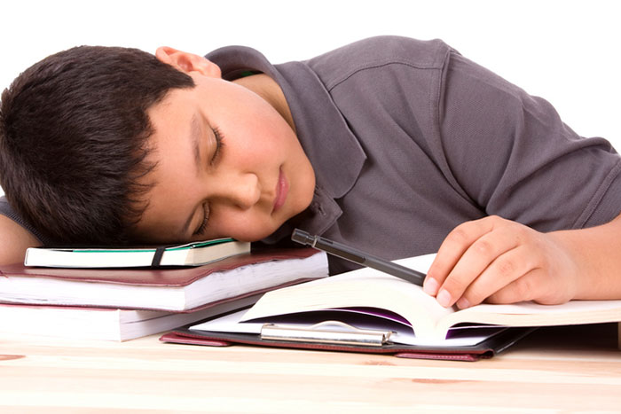 boy sleeping at desk